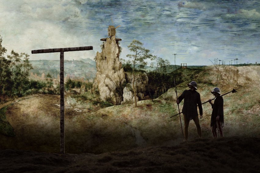 Фото - Мельница и крест: 852x567 / 112 Кб