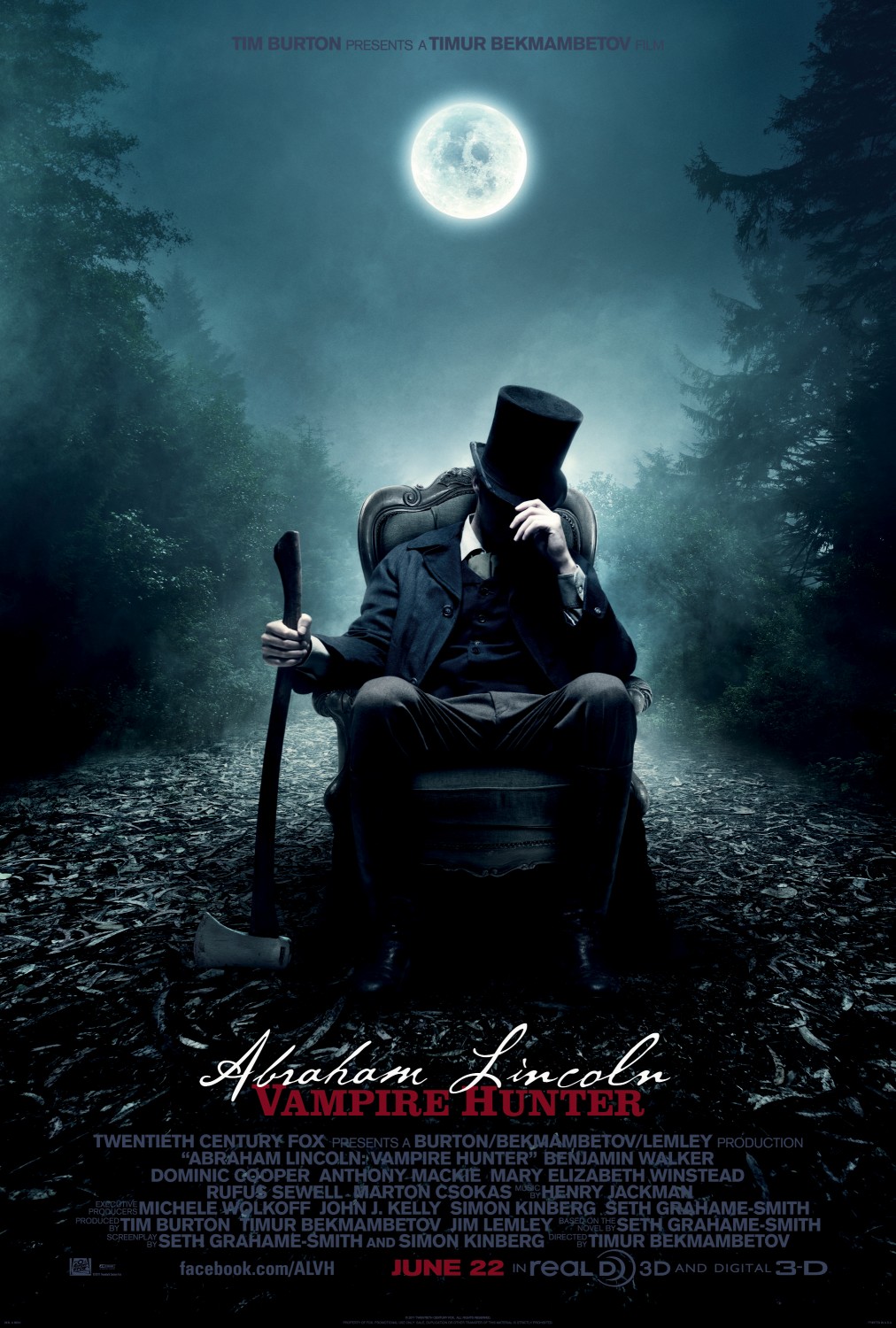 Постер - Президент Линкольн: Охотник на вампиров: 1012x1500 / 337 Кб